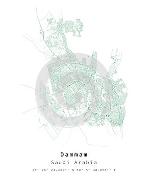 Dammam,Saudi Arabia,Urban detail Streets Roads Map ,vector element template image