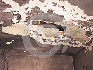 damp moisture on wall and ceiling