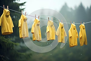 Damp Rain clothes line. Generate Ai