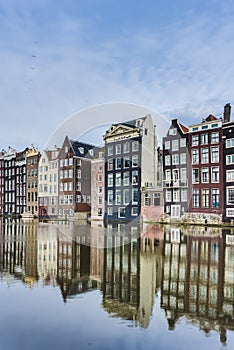 The Damrak canal in Amsterdam, Netherlands.