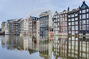 The Damrak canal in Amsterdam, Netherlands.