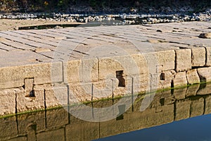 Dams and wharves built of ancient famous stones in Anhui Province, China