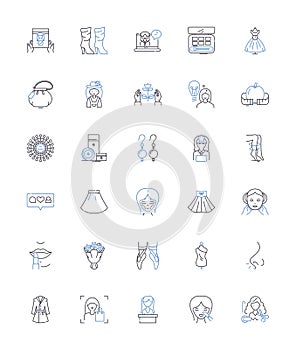 Damsels line icons collection. Rescue, Maiden, Distress, Vulnerable, Helpless, Princess, Captive vector and linear