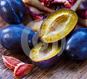 Damson plums and cake