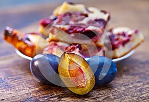 Damson plums and cake