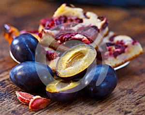 Damson plums and cake