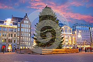 Damsquare in Amsterdam at christmas in the Netherlands