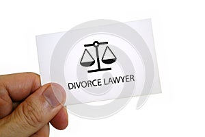 Dan holding a divorce lawyer card