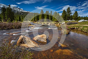 Dana Fork Tuolumne River, mountain river in the Sierra Nevada, California, USA