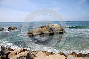 Dana Point California Coast Line with Rocks and Waves from the Ocean