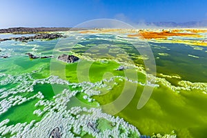 Danakil depression dallol volcano colorful acid sulfur lake