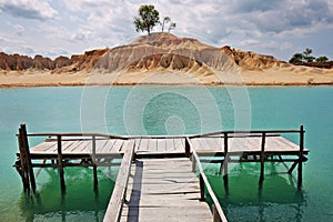 Danau Biru Padang Pasir Quarzt Mine Bintan Island Indonesia