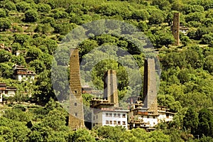 Danba, sichuan, china, towers and villages