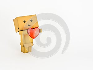 Danbo holding a heart