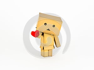 Danbo holding a heart