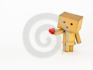 Danbo holding a heart
