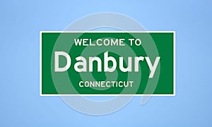 Danbury, Connecticut city limit sign. Town sign from the USA. photo