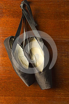 Dance Ballet Pointes Shoes on Old Vintage Background
