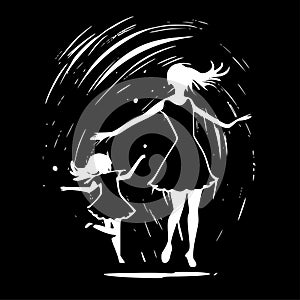 Dance - black and white isolated icon - vector illustration