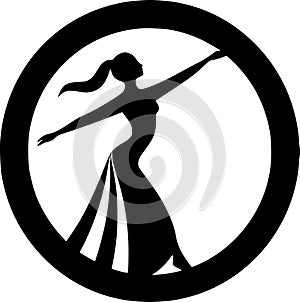 Dance - black and white isolated icon - vector illustration