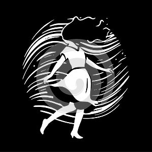Dance - black and white vector illustration
