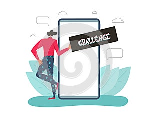 Dance challenge flat vector social media announce