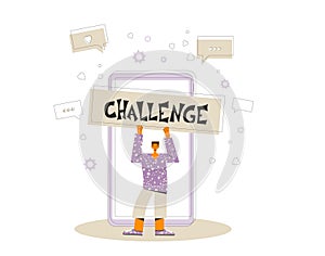 Dance challenge flat vector social media announce