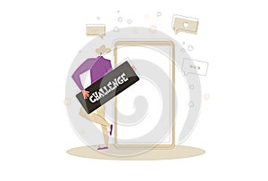 Dance challenge flat vector social media announce