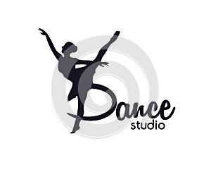Dance club logo,Ballerina in dance logo