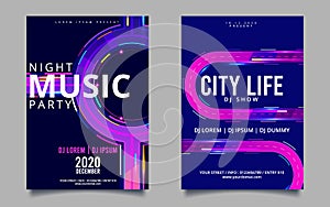 Dance Club Night Summer Party Flyer Brochure Layout Template. Club Party Banner design. Vector illustration