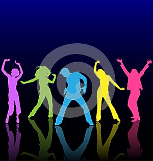 Dance club silhouette people silhouettes fun dancers night hip hop clip male young fashion adult nightclub party female man group