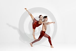 Dance couple dancing ballet on white background