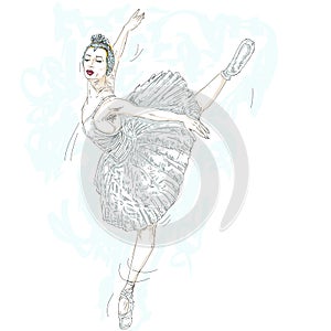 Dance and the dancer whirls with music realistic cartoon