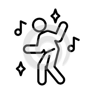 dance icon linear logo mark in black and white
