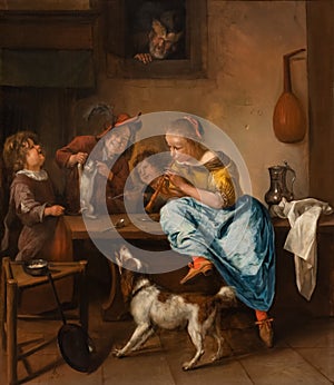 The Dance Lesson, painting by Jan Steen photo
