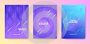 Dance Music Flyer Set. Electronic Party Cover. Abstract Edm