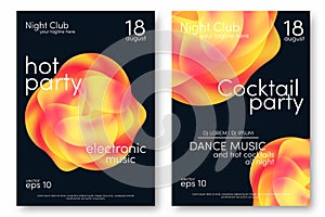 Dance party and cocktail party poster. Music poster background template with abstract shapes. Trendy flyer design