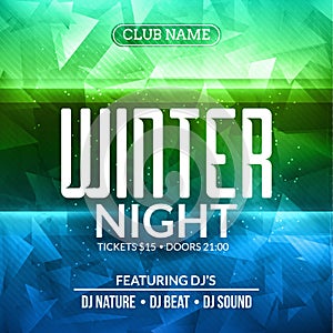 Dance party, dj battle poster design. Winter disco party. Music event flyer or banner illustration template