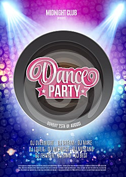 Dance Party Night Poster Background Template - Vector Illustration