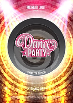 Dance Party Night Poster Background Template - Vector Illustration