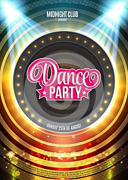 Dance Party Night Poster Background Template - Vector Illustration