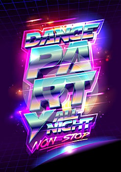 Dance party poster template, 3D lettering cosmic style
