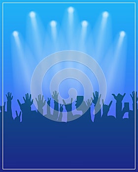 Dance party poster template. Concert, dj party or festival flyer design template with people crowd on background