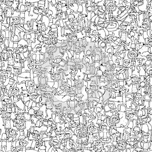 Dance party seamless pattern in black and white