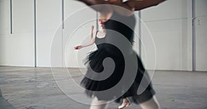 Dance, performance and theatre with ballet group of girls in studio for recital or rehearsal together. Art school