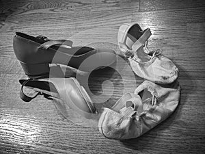 Tap shoes and ballet slippers