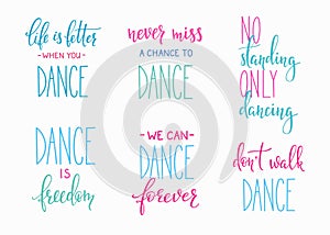 Dance studio quote lettering set