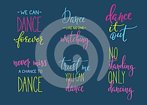 Dance studio quote lettering set