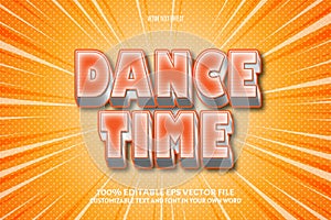 Dance time editable text effect 3 dimension emboss comic style