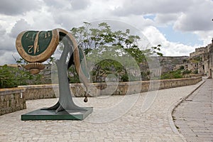 Dance of Time II by Salvador Dali at the Sassi of Matera, Matera, Italy